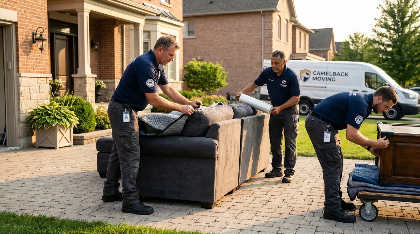 Large estate moving crew wrapping furniture in Willard, MO