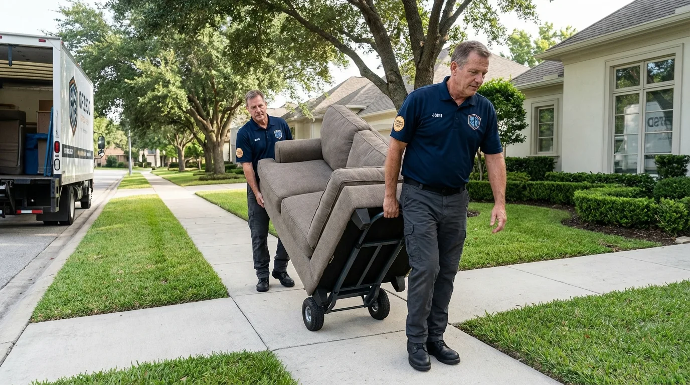 Local residential moving crew loading furniture in Willard, MO
