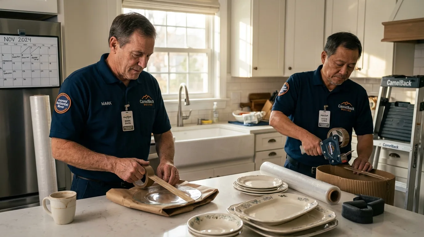 Professional crew packing kitchen dishware in Willard, MO